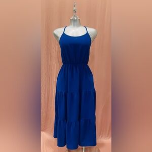 SHEIN Royal Blue Spaghetti-Strap Tiered Maxi Dress